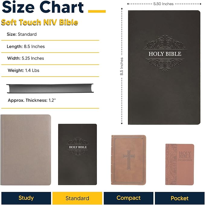 Personalized Soft Touch NIV Thinline Holy Bible with Custom Name on Lower Right Corner of Faux Leather Cover | Small Print | Custom Gift for Christian & Religious Celebrations | Black