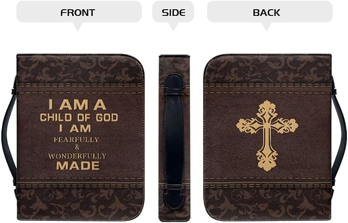 Retro Floral Women Bible Carrying Case - Multi-Purpose PU Leather Organizer Bag, Lightweight Protector, Waterproof Carrier, Large Size