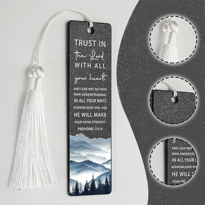 Christian Trust - Inspiring Bookmark, Inspirational Gift for Believers, Uplifting Present for Spiritual Readers, Faith - Based Reading Gift, Unique Mountain & Scripture Design Bookmark, WCB51