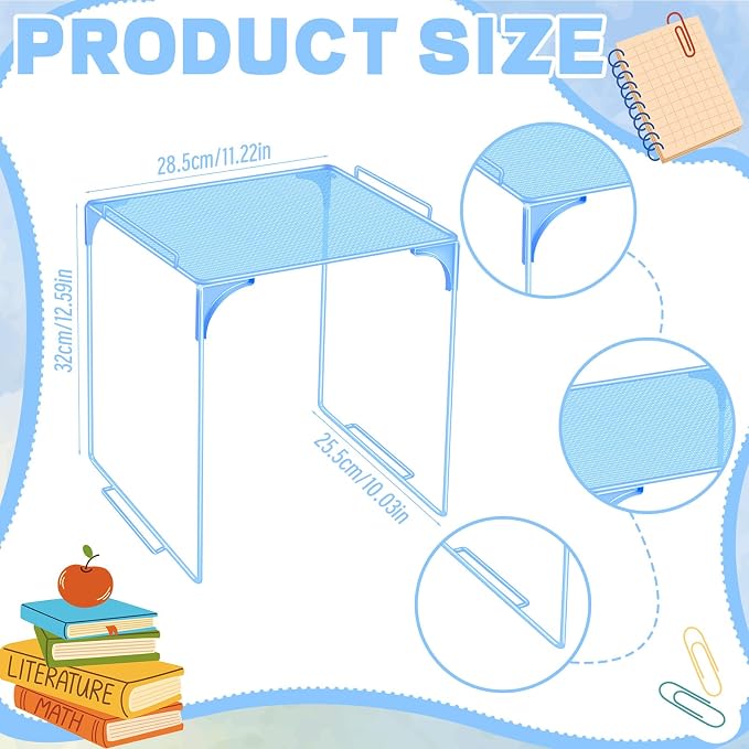 Locker Organizer Shelf Blue Stackable Extra Locker Shelf Storage Cabinet Accessories for Back to School Office Home Gym Supplies
