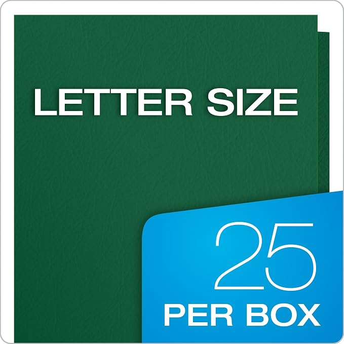 Oxford Twin-Pocket Folders, Textured Paper, Letter Size, Hunter Green, Holds 100 Sheets, Box of 25 (57556EE) (Pack of 5)