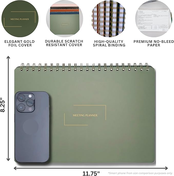 | Meeting Notebook for Work | 8.25" x 11.75" | Project Planner | Simple Design | Multiple Layouts | Office and Business Planner (Pink, Meeting Planner - Landscape)