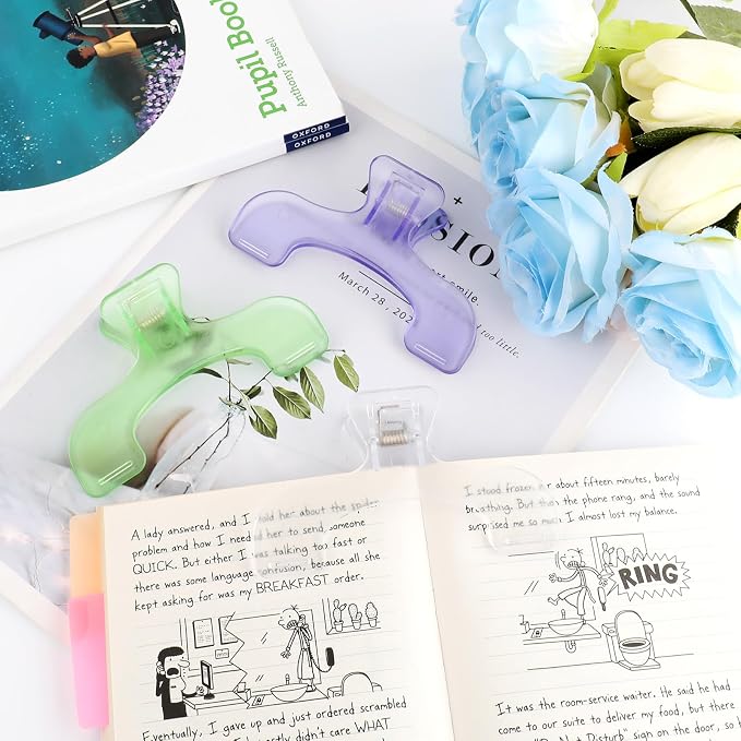 3 Pcs Book Clips,3 Colors Strong Page Holders for Reading,Portable Book Openers,Practical Book Page Markers for Teachers,Students,Office,and Home(Color B)
