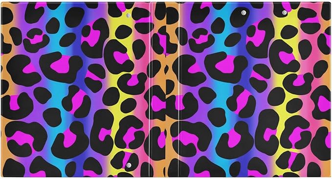 3 Ring Binder, Leopard Print Cheetah Neon Gradient File Folder Holds 200 Sheets File Storage for Women Men School Office Supplie