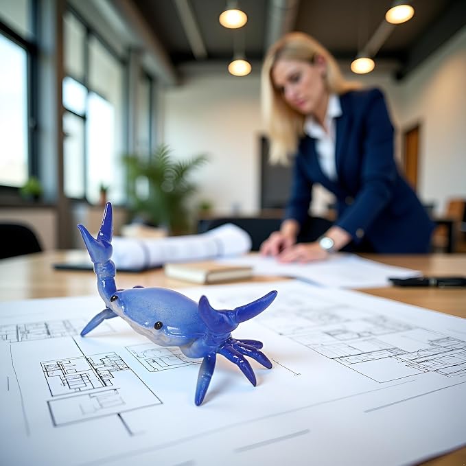 Dark Blue Funny Crab Pen Holder, Weightlifting Crab Desk Stand Bracket Storage Rack for Storage Office Display ncil Holders and Holders Decorations, Desk Accessories and Workspace Organizers