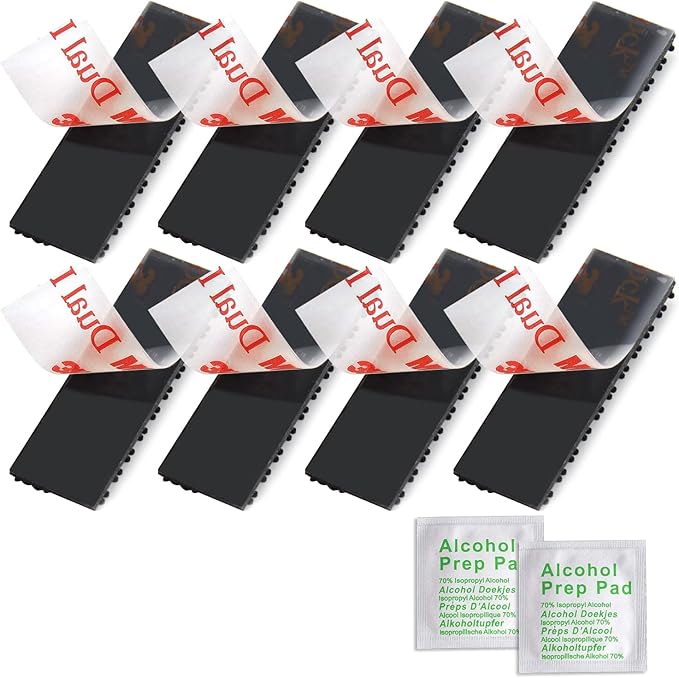 EZ Pass/IPass/IZoom/SunPass Mounting Strips 8Pcs (4 Sets), Peel and Stick Adhesive Strips Dual Lock Tape (8, Black)