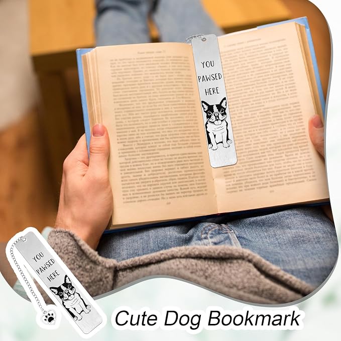 Dog Bookmark for Reading Women, Cute Dog Mom Gifts Funny Metal Dog Book Mark You Pawsed Here Bookmark Doggy Lovers Dogs Themed Gift for Owners Men Women Bookworm (French Bulldog)