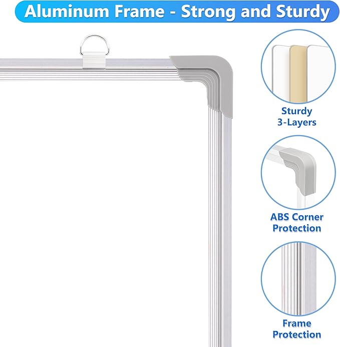 Double-Sided White Board, 16" x 12" Dry Erase Board Small Whiteboard for Wall Magnetic Hanging White Board Dry Erase for College Dorm Room, School, Home, Office