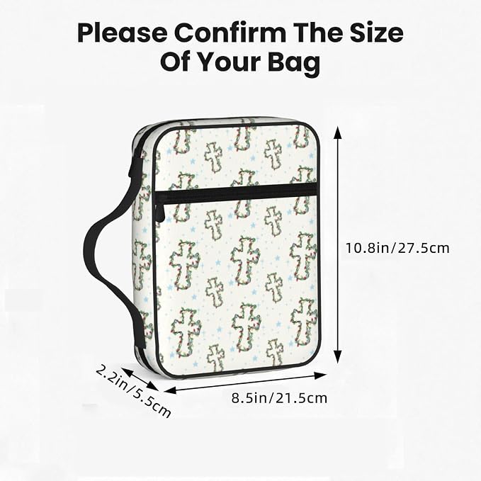 Christian Religion Cross Floral Flower Bible Cover Case Carrying Book Protector Case Bible Study Supplies Accessories Holder Case Christian Gift for Women Men