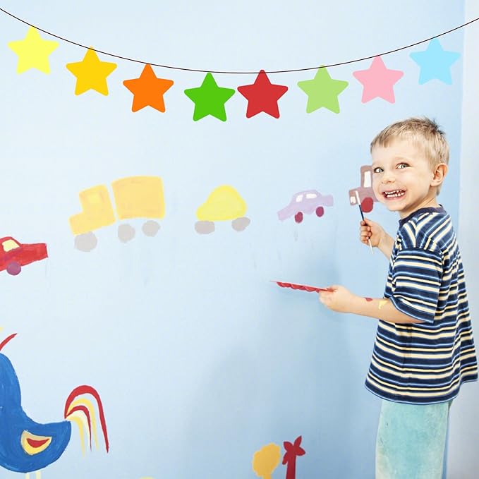 72 Pieces Color Star Cutouts for Bulletin Board, 6 Inches Large Paper Star Stickers Confetti Star Cut Outs for Bulletin Board Classroom Wall Party Decoration Supply (9 Colors)