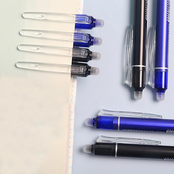 Erasable Gel Ink Pens Erasable Retractable Pens 0.5mm Black Blue Ink Smooth Writing Pen Office Supplies School Office Pen for Women Men Girls Boys (Blue Ink-6Pcs)