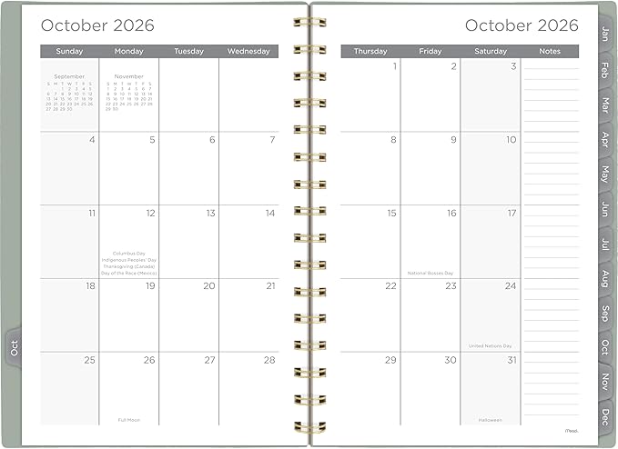 Mead 2027 Planner, Weekly & Monthly, 15-Month Oct-Dec, 5.5" x 8.5", Soft Grass (1806-200-27)