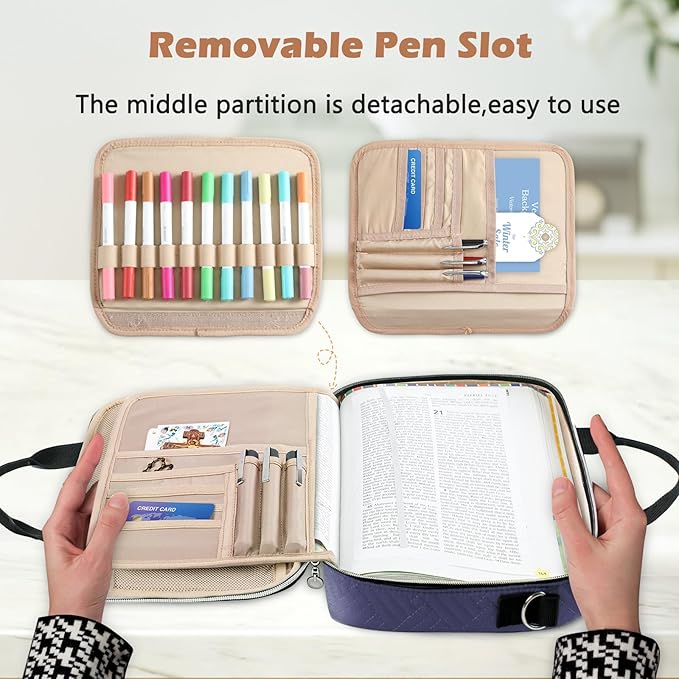 Aplufine Large Bible Case for Women-Bible Covers-Bible Carrying Case-Book Bags and Totes for Women with Detachable Shoulder Strap, Bible Gift