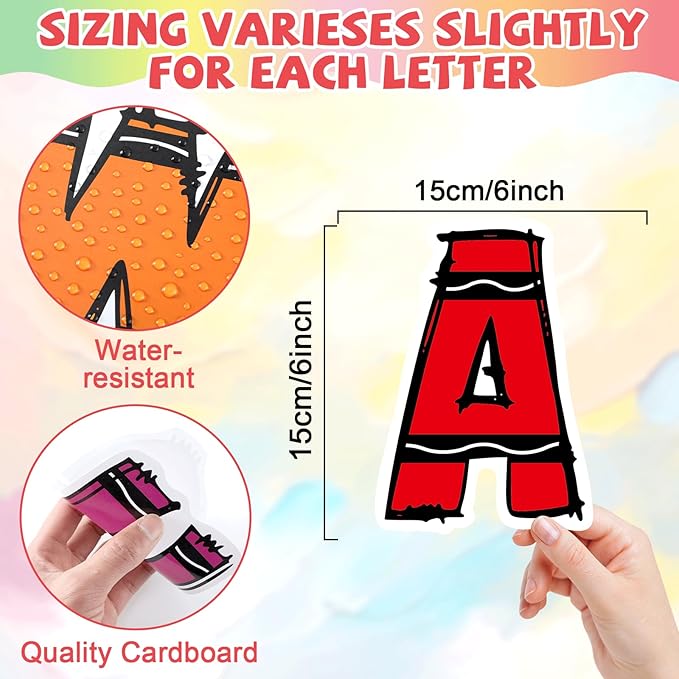 150 PCS Large 6" Bulletin Board Letters Set, Colorful Crayon Themed Classroom Alphabet Cutout Letter for Bulletin Board Display Home School, A Great Helper to Inspire Students' Learning Interest