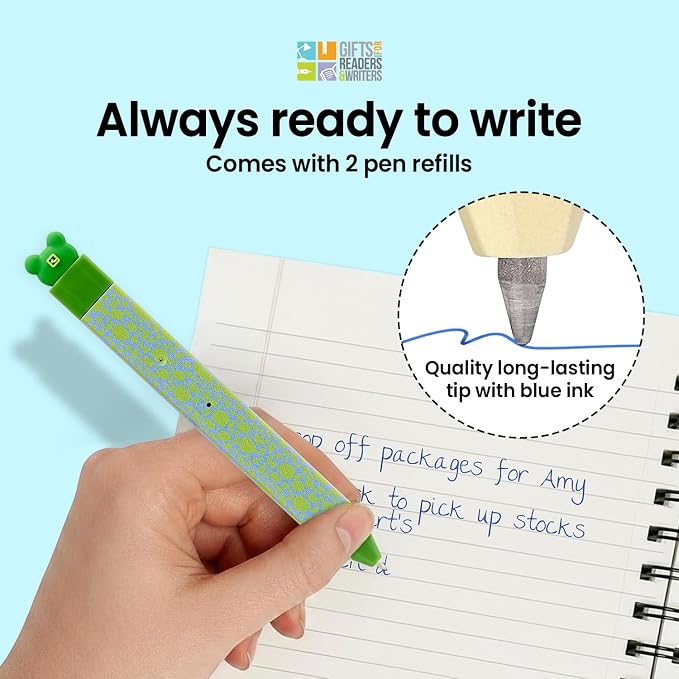 Gifts for Readers & Writers Pen Bookmark, Page Marker & Flat Writing Pen for Journal Notebook & Planner, Penmark Reading Accessory for Making Book Annotations, Frog