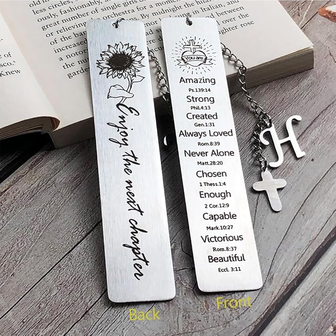 Bible Bookmark for Women Book Lovers Sister Christian Book Marker Gifts for Reader Teens Girls Baptism Birthday Christmas Gift for Coworker Students Bookish Easter Gifts (Silver-H)