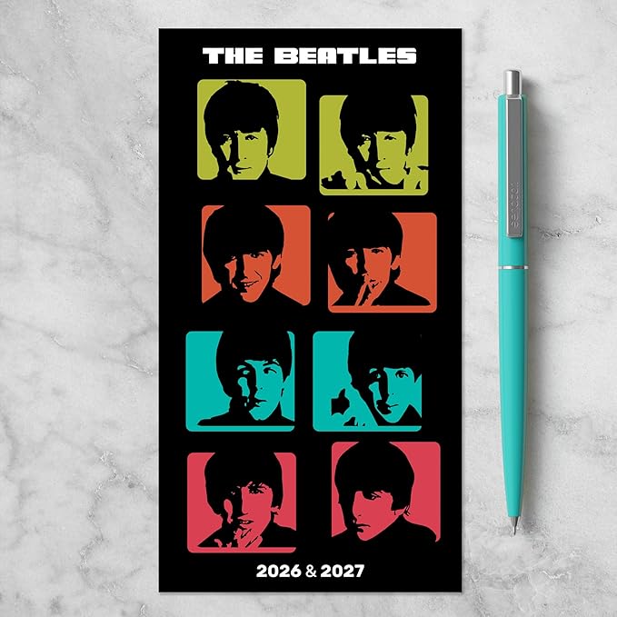 TF Publishing 2026-2027 Beatles Small Monthly Pocket Planner with 2 Page Large Calendar Grid and Lined Notes Section - 2 Year Pocket Calendar 2026-2027 Perfect for Purse - 3.5in x 6.5in