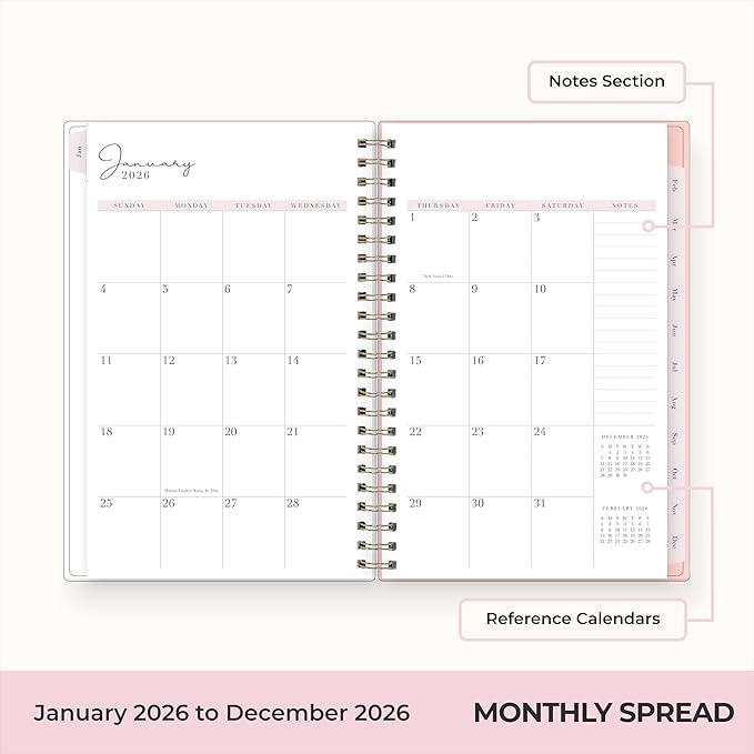 Blue Sky Rachel Parcell 2026 Weekly and Monthly Planner Calendar, January 2026 - December 2026, 5" x 8", Clear Pocket Cover, Durable Twin Wire Binding, Laminated Tabs, Pocket, Stickers, Cherie