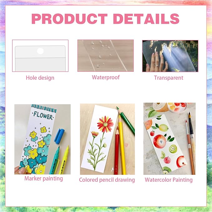 Bookmark Making Kit with 50 Bookmark Sleeves, 50 Colorful Tassels, 50 Blank Bookmark Cards, 10 Practice Sheets, for DIY Bookmarks, Gift Labels, Teacher Supplies, Decor