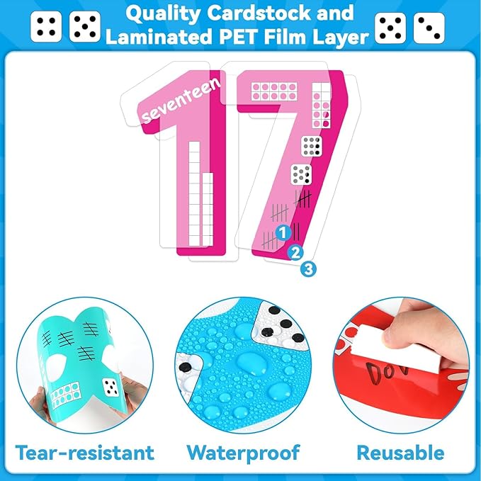 20Pcs 13In Colorful Jumbo Numbers Bulletin Board Set 1-20 Cutouts for Classroom Wall Decoration Learning School Educational Teaching Tool Supplies