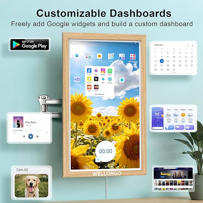 Smart Digital Calendar, 24” Electronic Planner with FHD Touch Screen & Remote Control, Electric Family Organizer with Chore Chart Google Play Customizable App, Wall Display Tablet with Camera