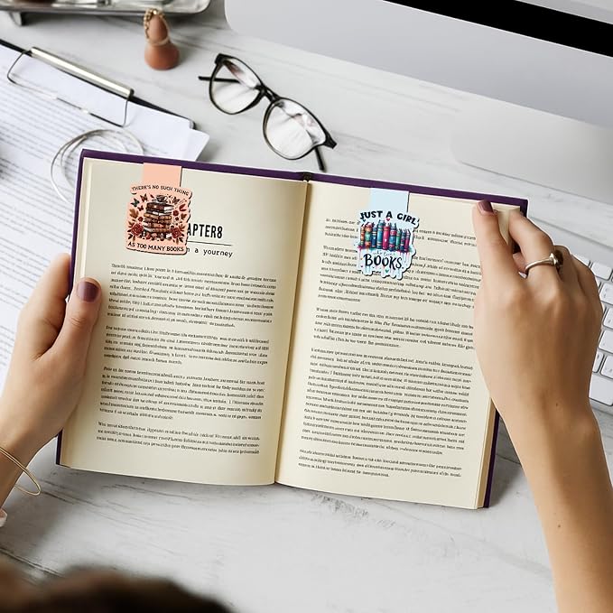 Bookish Magnetic Bookmark Gifts - 8 PCs Cute Bulk Book Marks Book Lover Charm Aesthetic Flower Magnets Page Markers for Reading Women Readers Students Teachers School Birthday Accessories