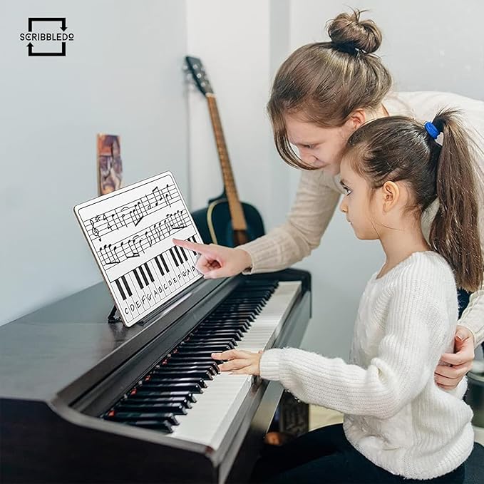 SCRIBBLEDO 11 x 14 Inch Keyboard Practice Dry Erase White Board Lapboard Durable Portable Double Sided Music Whiteboard for Kids Students Musicians Music Class Supplies