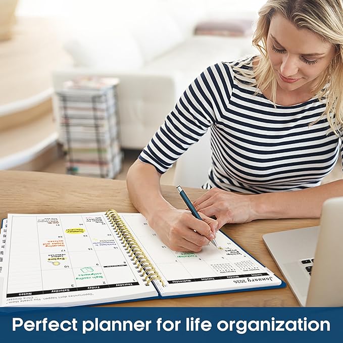 2026 Planner, Weekly and Monthly Calender Planner, Jan 2026 to Dec 2026, Hardcover 2026 Calendar Book with Tabs & Inner Pocket, Office Home School Supplies for Women & Men - A4 (8.5" x 11"), Navy Blue