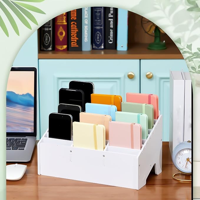 Ctosree 2 Pcs Classroom Cell Phone Holder, Cellphone Decor Storage Box for Students Management Calculator Phone Organizer Box for School Office Shelf(11.81 x 6.69 x 7.09 Inch)