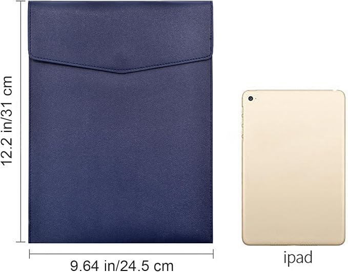 VANRA 1 Piece PU Leather File Folder Vertical A4 Document Holder File Envelope Waterproof Leather Portfolio Case Filing File Organizer for Letter Size with Magnetic Button Closure (Navy Blue)