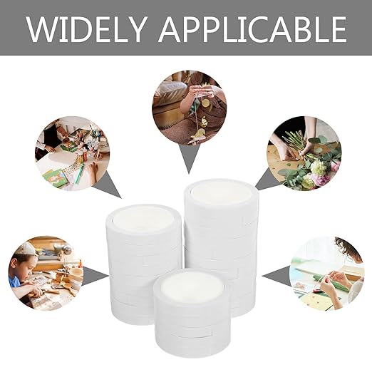 Lurrose 25 Rolls High Adhesion Double-Sided Tape 8mm X 4.5m White Strong Hot Melt Adhesive for Office, Crafting, and Scrapbooking Supplies