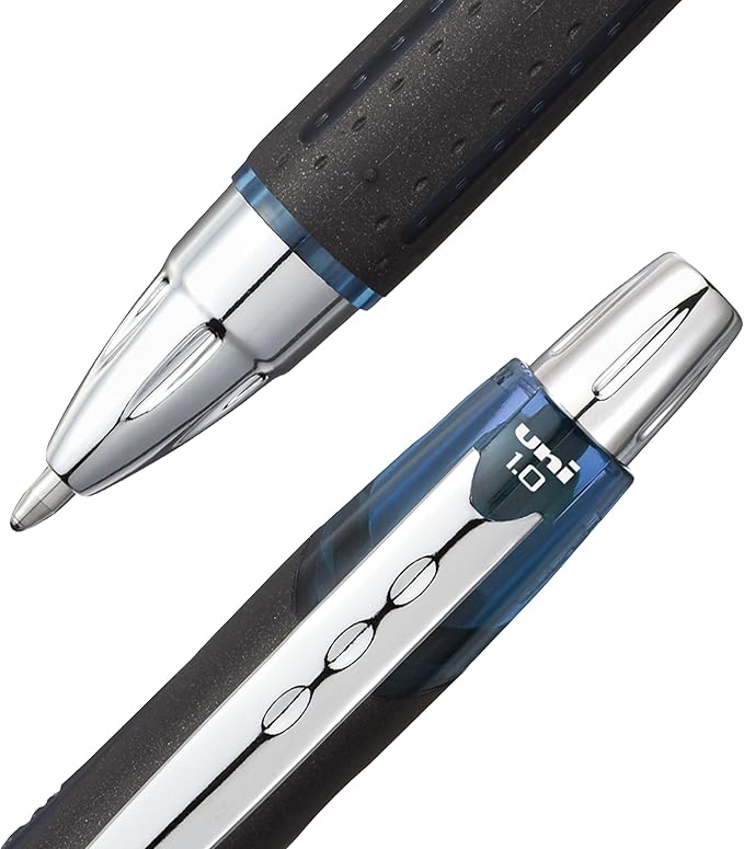 Uni-Ball Jetstream RT BLX 12 Pack, 1.0mm Medium Blue/Black, Wirecutter Best Pen, Ballpoint Pens, Ballpoint Ink Pens | Office Supplies, Ballpoint Pen, Colored Pens, Fine Point, Smooth Writing Pens