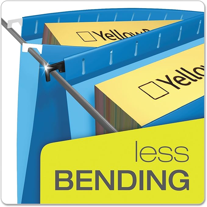 Pendaflex SureHook Reinforced Hanging Folders, Letter Size, Assorted Colors, 1/5 Cut, 20/BX (6152 1/5 Asst)