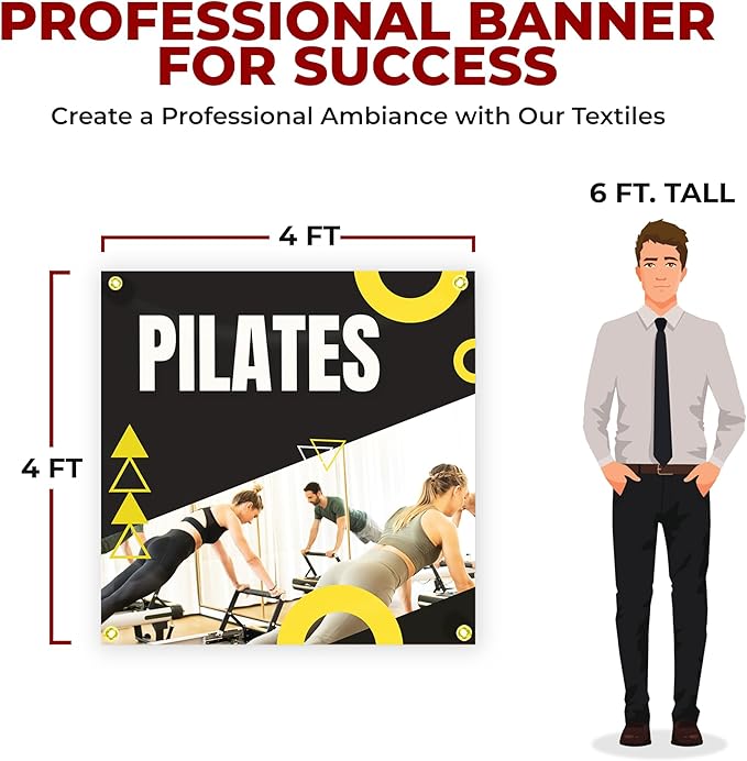 Pilaates Large Banners and Signs for Outdoor by Mavis Printing-Polyester Banner with 4 Holes for Easy Hang Indoor & Outdoor|4x1 Feet HD Print Sign to Promote Church| Made in USA