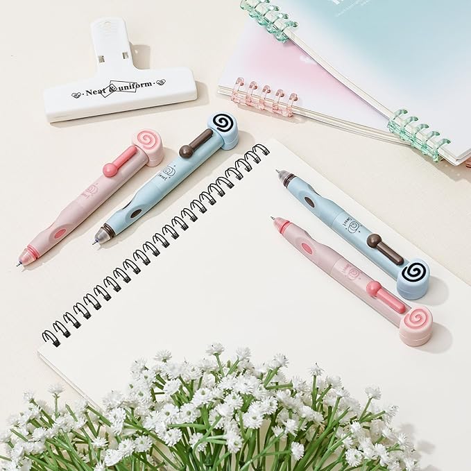 Temiary 4 Pcs Cute Retractable Erasable Gel Pens, 0.5 mm Fine Point Blue Ink Pen with 12 Pcs Refills, Make Mistakes Disappear, Writing and Crossword Puzzles for School Office Supplies (Pink & Blue)