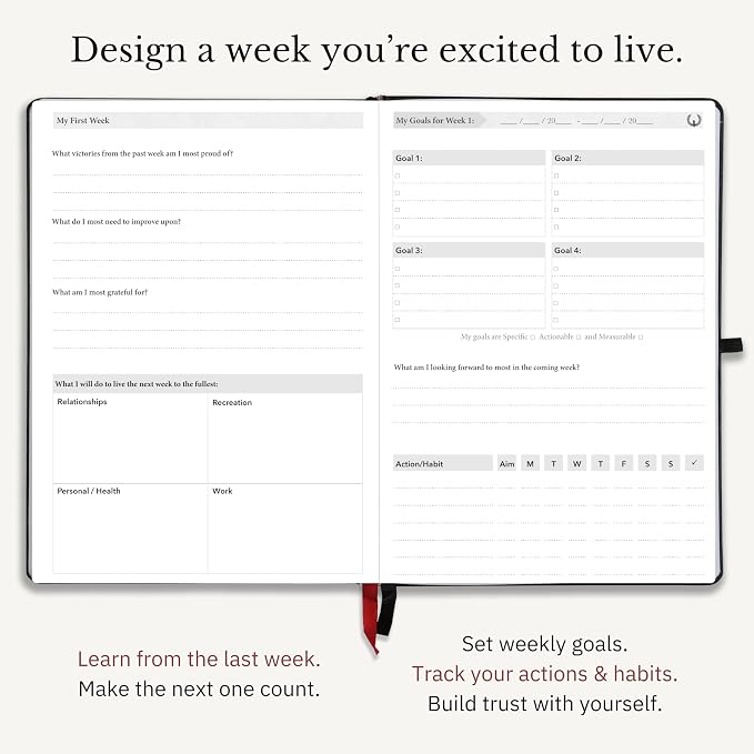 The Phoenix Journal - Quarterly Goal Planner, Daily Planner Journal & Organizer for Goal Setting, Productivity & Focus - Undated 12 Week Planner, Weekly & Monthly Planning, Habit Tracking - Hardcover (Crimson)
