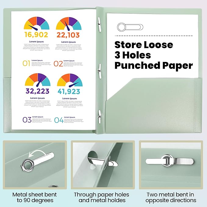 GNL Plastic Folders with Pockets and Prong, Pack of 5, Muted Pastel Colors, Heavy Duty 2 Pocket File Folders Letter Size, Folders with Prongs for School, Home, and Office