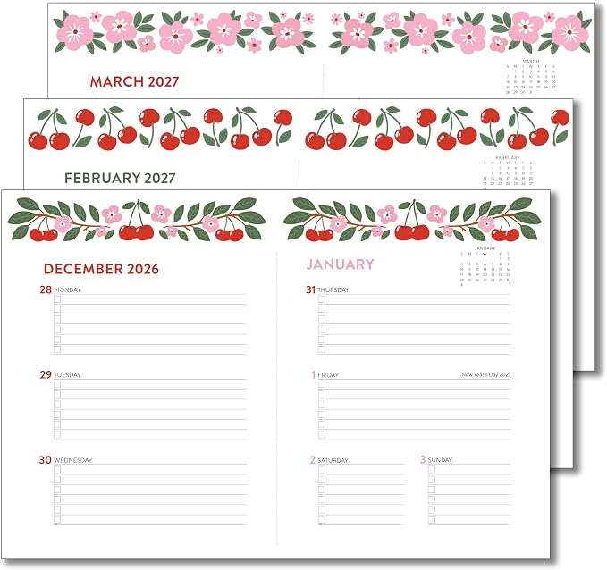 High Note 2027 Planner, 17-Month Weekly & Monthly Flexible Cover Calendar Book with Goal & Project Planning Pages, August 2026 – December 2027, 5.75" x 7.5", Fruits