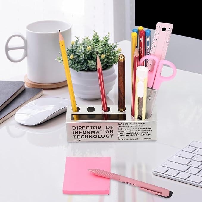 YODOCAMP Director of Information Technology Gifts, Problem Solver Pen and Pencil Holder, IT Appreciation Gift, Thank You Gifts for Leadership Recognition, Work Anniversary Desk Organizer TZC72