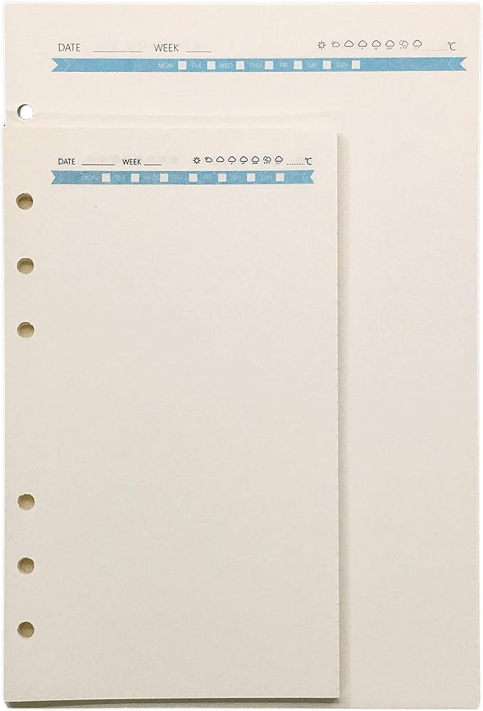 Zelten Refills/Loose Leaves for A6 Cover Ring Binder/Personal Organizer/Planner(A6 6 Holes, Blank Blue)
