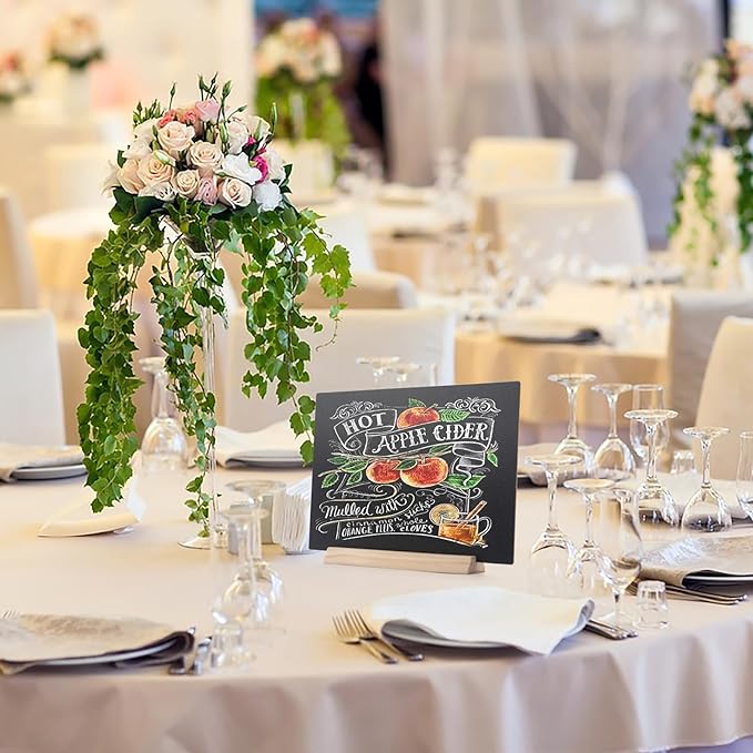 8 x12 Inch 1 Pack Tabletop Chalkboard Sign with Base Stand, Menu Chalk Board Sign Store Food Signs, Message Boards for Party, Wedding and Restaurant
