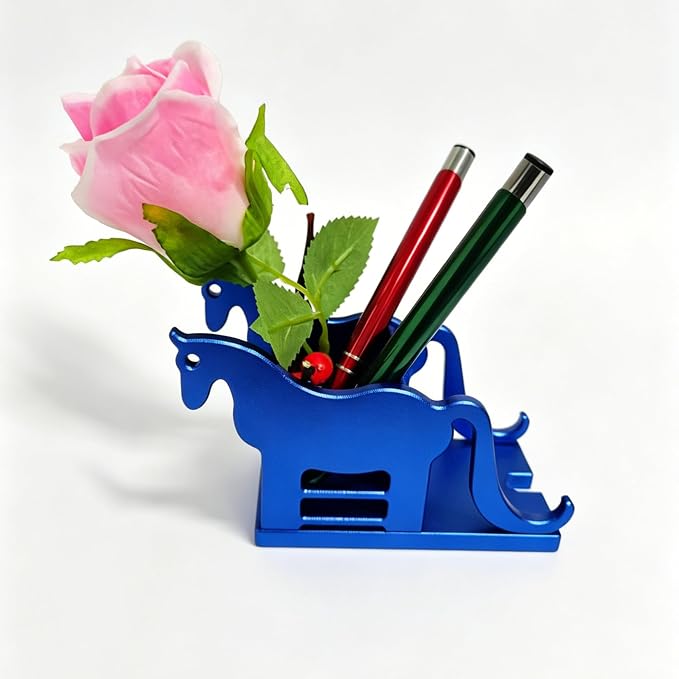 Horse-Shaped Pen Holder, All-aluminium.Multi-Functional Desk stand with Pen Holder, Book/Tablet/Phone Display Shelf, Decorative Office & Home Decor, Unique Gift Idea.Gift for Father's Day