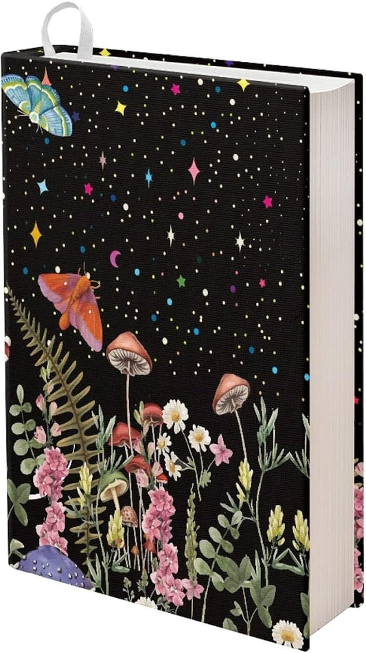 Dreaweet Starry Mushroom Butterfly Reusable Book Covers 9x11 in Textbook Jackets for Back to School, Washable Book Sleeve Protectors to Fit Most Hardcover Books Reusable Book Accessories