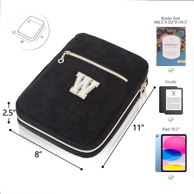 Bible Cover for Women, Initial Personalized Bible Gift - Bible Case for Men - Bible Holder - Bible Bag - Bible Carrier - Bible Carrying Case with Pockets for Bible Study Suppliers, Bible Accessories