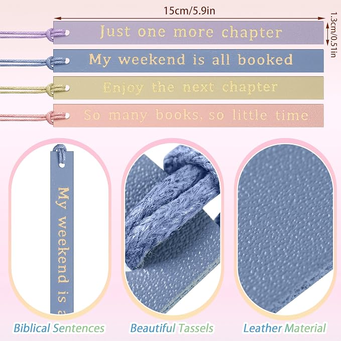 Skyygemm 10 Pcs Leather Bookmarks for Book Lover Gifts for Women Pastel Leather Bookmarks Coworker Teens Book Club Gifts for Teacher Birthdays (Pastel)