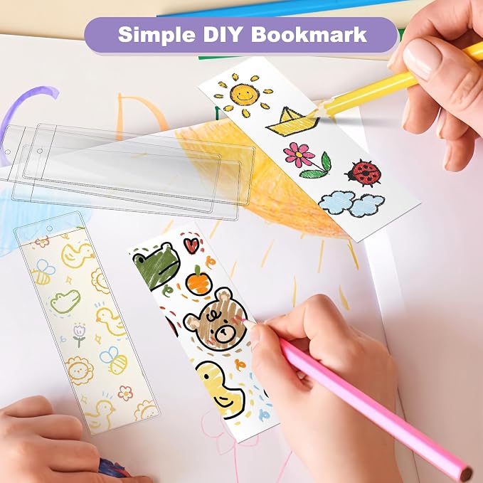 100 PCS Clear Bookmark Sleeves, 7.5 x 2.5 Inch Blank Bookmark Holder Large Clear Photo Booth Sleeves with Hole Book Marker Cover Holder for Wedding Valentine’s Party Favor Decoration