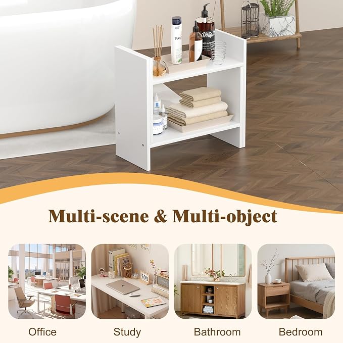 Desk Shelves Wood Desktop Orgnizer Shelf. Office Organization for Top of Desk Organizers and Accessories Bookshelf Shelving,Adjustable Tier H-Shape Mini Bookcase(White)