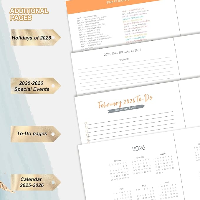CAGIE 2026 Planner Weekly and Monthly Dec 2025–Dec 2026 Hardcover Planner with Pockets, 13 Month Large Blue Marble Calendar Planner with Stickers Tabs, Spiral Bound Yearly Calendar Planner for Women, 8.3" x 9.3"