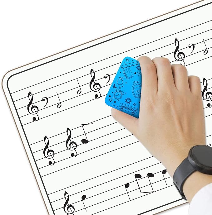 SCRIBBLEDO 24 Pack Dry Erase Music Staff White Boards 9" X 12 Inch Lapboard Double Sided Musical Notes whiteboard for Kids Students, Musicians and Home Erasers Included