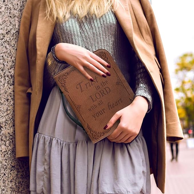 Retro Style Sunflower Bible Case with Bookmark Waterproof Bible Cover Case for Women Lightweight Bible Bag with Handle Pockets Church Book Bag Brown